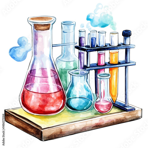 Science Fair Model, watercolor vector, high quality, isolated on a white background.