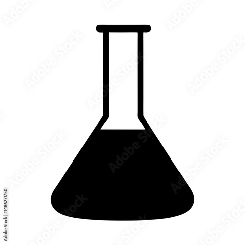 A simple black and white drawing of a partially filled Erlenmeyer flask