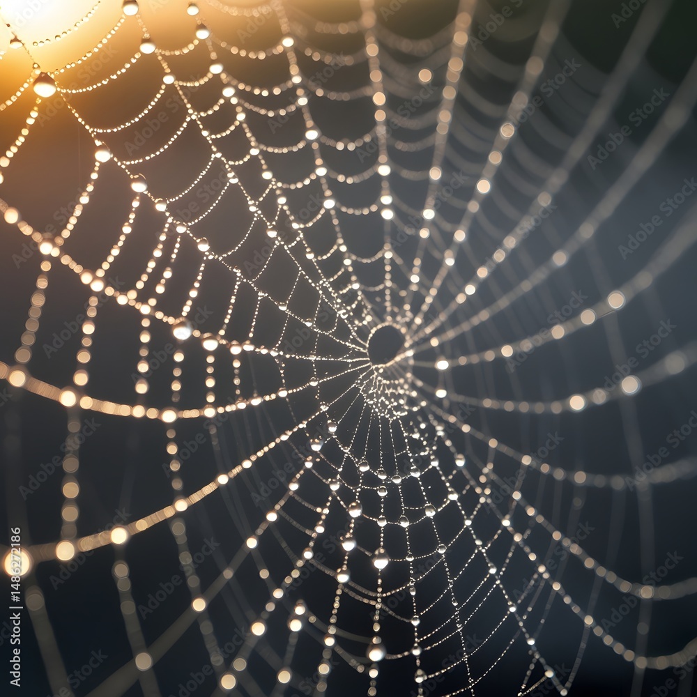 Obraz premium spider web with dew