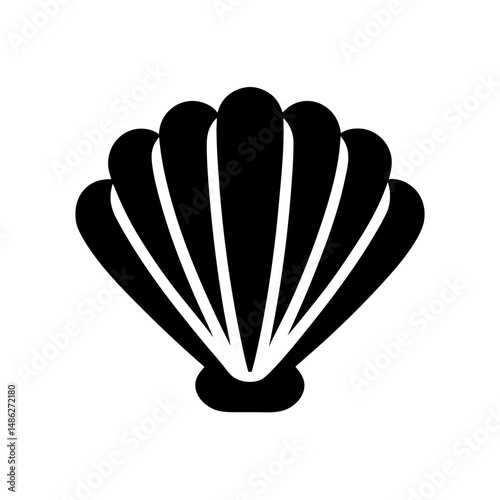 Minimalist Black and White Illustration of a Seashell with Elegant Curved Lines