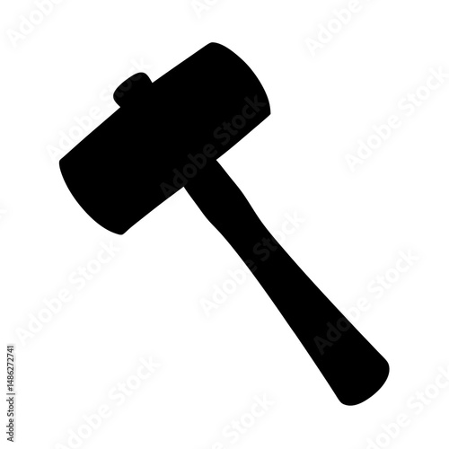 A simple but powerful black silhouette image of a rubber mallet