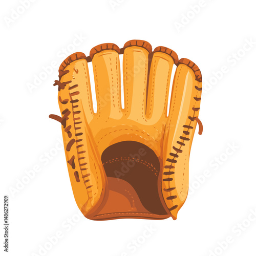 2D flat vector illustration of Baseball Glove, isolated on a white background.