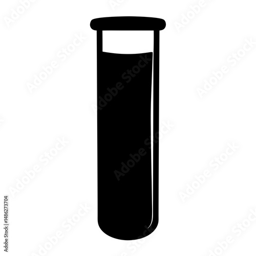 Black laboratory test tube filled with a dark liquid or substance
