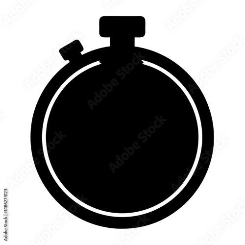 Simple black stopwatch icon against a white background for timekeeping concept