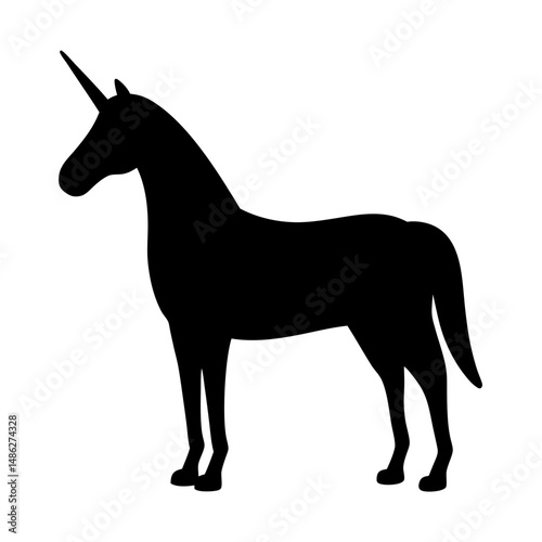 Majestic Unicorn Silhouette with a Mystical Presence on a White Background