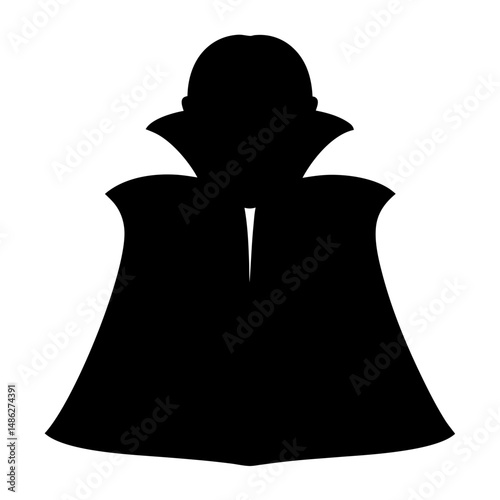 Silhouette of a Vampire with Cloak and High Collar Costume Design