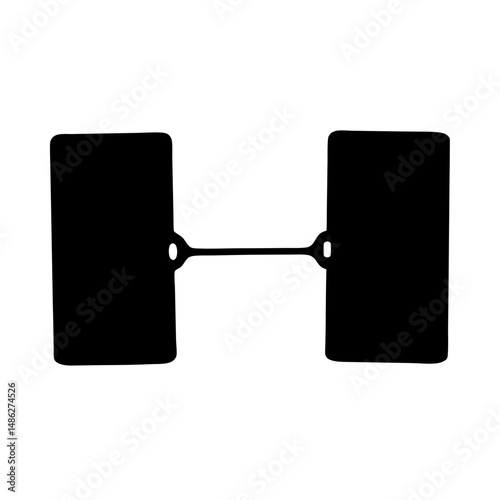 Abstract Silhouette of an H Shape Connecting Two Rectangular Solids