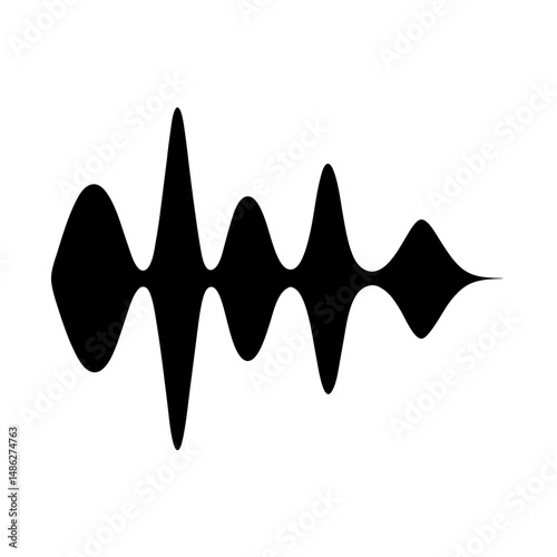 Monochrome vector illustration depicting an abstract audio waveform visualization on white