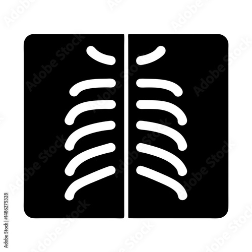 Rib cage xray diagnostic scan of human anatomy in black and white