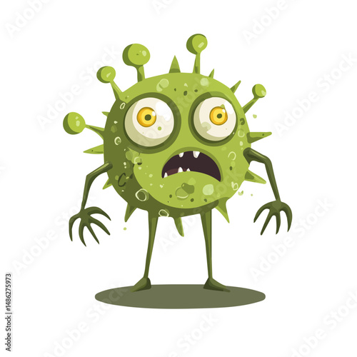 Virus 2D flat vector illustration, isolated on a white background.