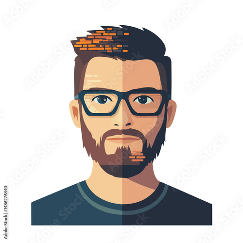 Software Developer 2D flat vector illustration, isolated on a white background.