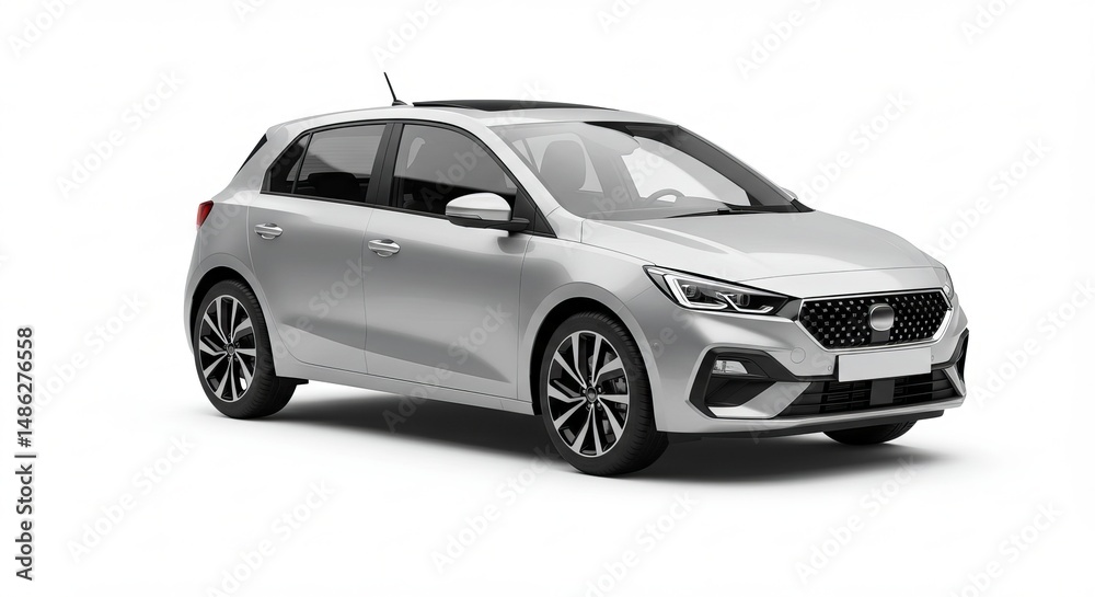 Obraz premium Sleek Silver Hatchback Modern Design, City-Ready Performance