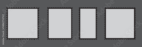 Postage stamp template collection. Letter stamps with perforated edges.