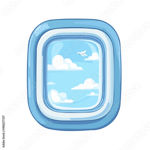2D flat Airplane Window vector illustration, isolated on a white background.