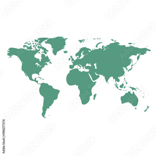 World Map 2D flat vector illustration, isolated on a white background.