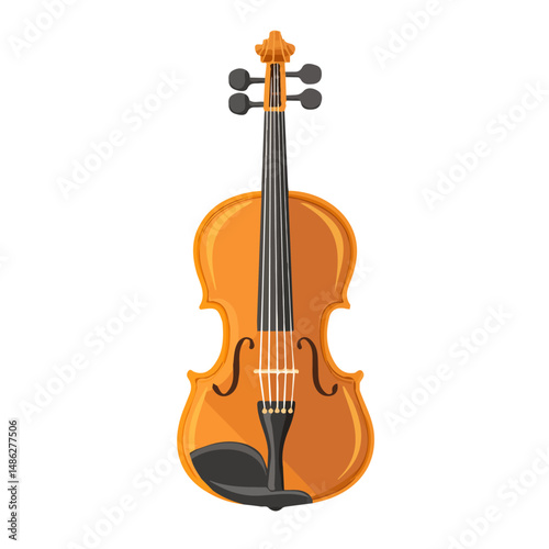 2D flat vector illustration of Violin, isolated on a white background.