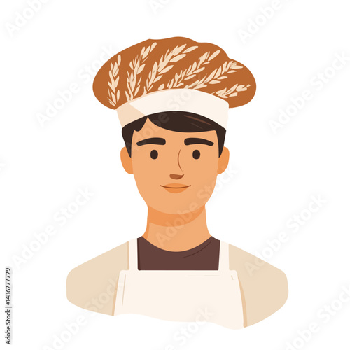 Baker 2D flat vector illustration, isolated on a white background.