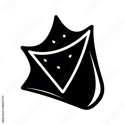 Crunchy Dorito Black Vector Silhouette Clipart