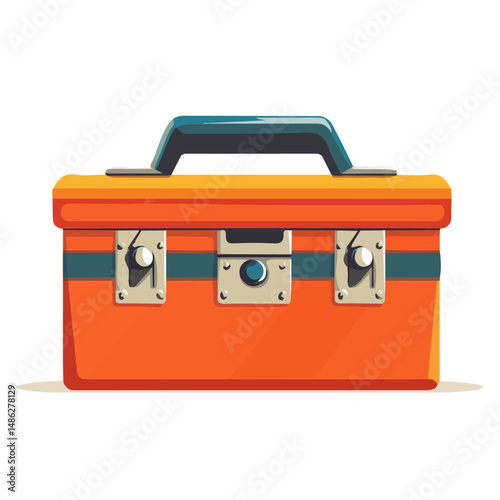 Toolbox 2D flat vector illustration, isolated on a white background.