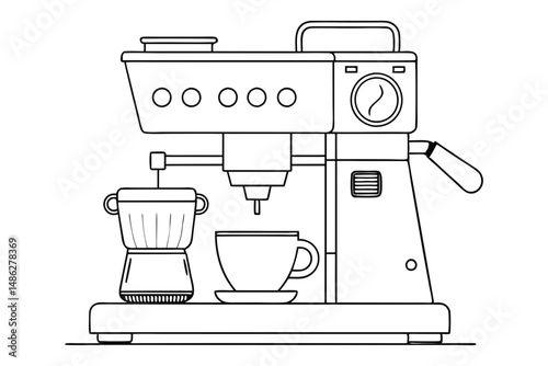 Stylish coffee maker machine flat vector