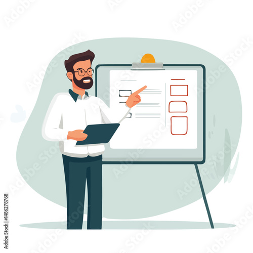 2D flat Teachers Lesson Plan vector illustration, isolated on a white background.