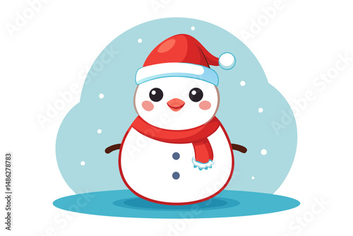 Funny snowman with Santa hat cartoon art
