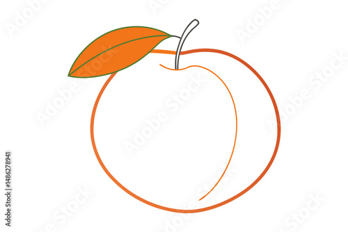 Minimalist nectarine line art design