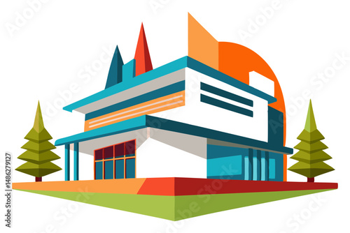 Flat vector of modern architecture building