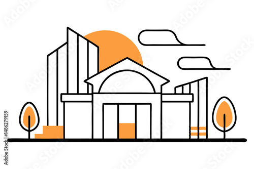Stylized architecture design in vector art