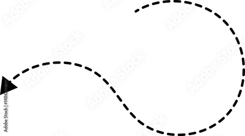 Hand drawn dotted arrows. Hand drawn freehand different curved lines, swirls arrows. Curved arrow line. Doodle, sketch style. Isolated Vector illustration.
