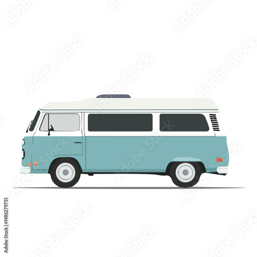 2D flat vector illustration of Van, isolated on a white background.