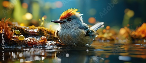 beautiful red-crowned phylloscopus erythrorhynchus photo