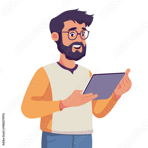 2D flat Virtual Teacher vector illustration, isolated on a white background.