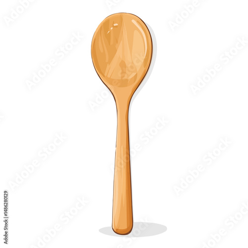 2D flat Wooden Spoon vector illustration, isolated on a white background.