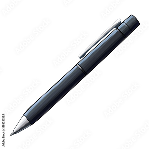 2D flat Ballpoint Pen vector illustration, isolated on a white background.