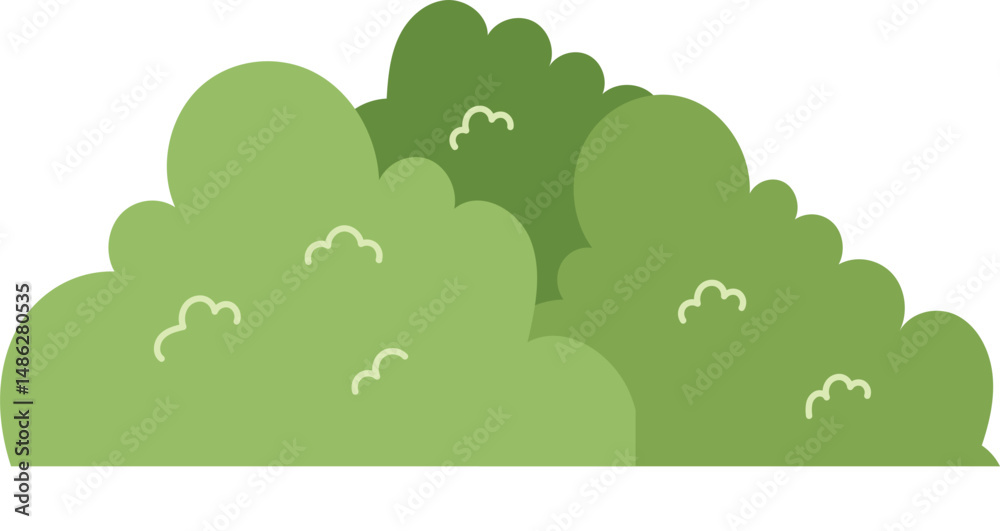 Obraz premium Green Bushes Flat Cartoon Illustration