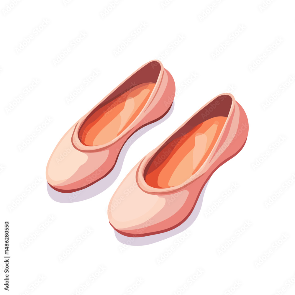 2D flat Ballet Shoes vector illustration, isolated on a white background. 2D flat Ballet Shoes vector illustration, isolated on a white background.
