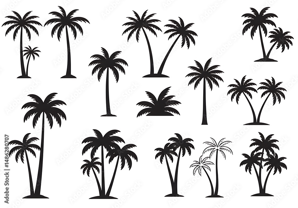 Fototapeta premium Silhouette Palm Paradise AI Generated