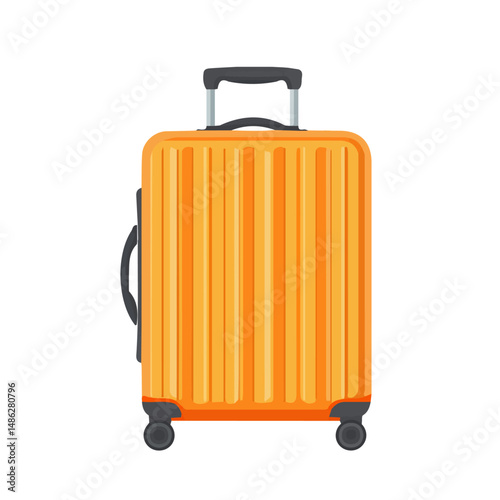2D flat vector illustration of Travel Suitcase, isolated on a white background.