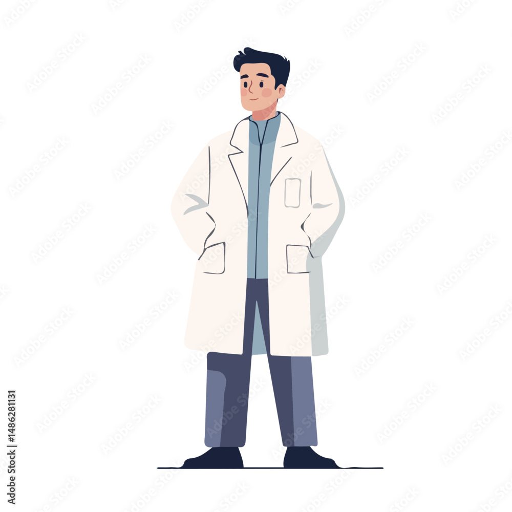 2D flat Surgeon vector illustration, isolated on a white background. 2D flat Surgeon vector illustration, isolated on a white background.