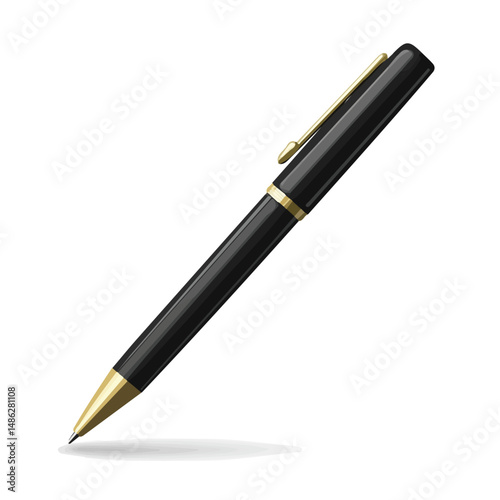 Ballpoint Pen 2D flat vector illustration, isolated on a white background.