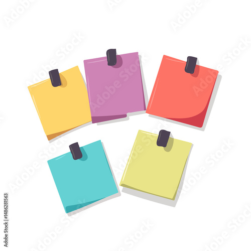 Sticky Notes 2D flat vector illustration, isolated on a white background.