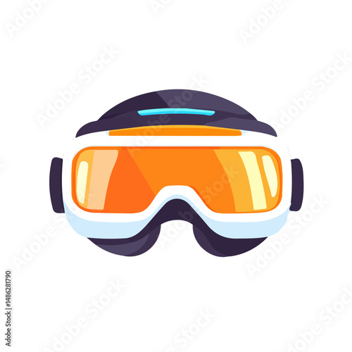 2D flat vector illustration of VR Goggles, isolated on a white background.