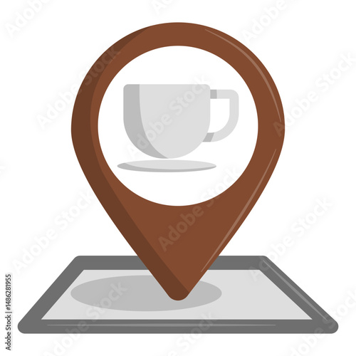 Coffee Shop Location Icon – Flat Vector Map Marker Illustration

