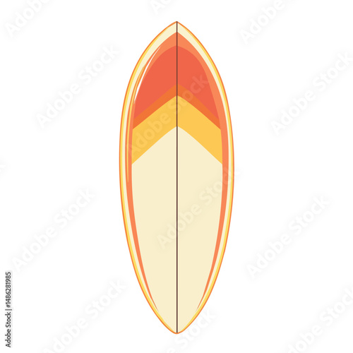 2D flat vector illustration of Surfboard, isolated on a white background.