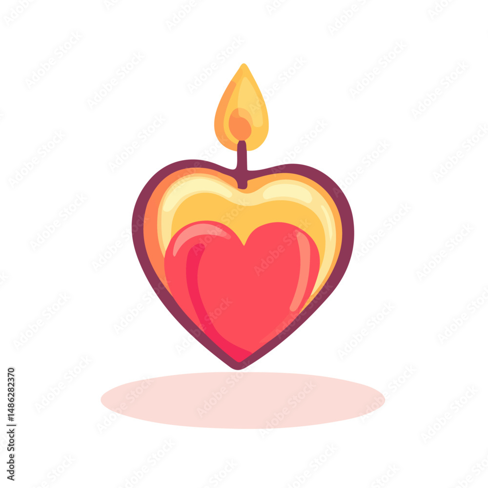 2D flat Valentines Day Candlelight vector illustration, isolated on a white background. 2D flat Valentines Day Candlelight vector illustration, isolated on a white background.