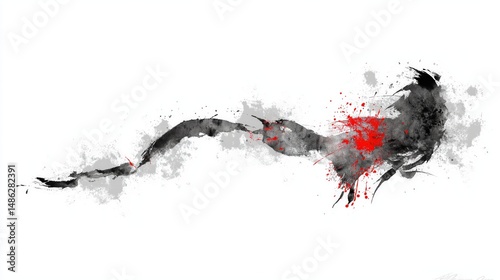 Set of different ink paint brush strokes isolated on white background. Vector illustration skapad av ai