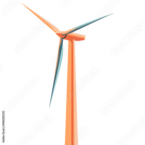 Wind Turbine 2D flat vector illustration, isolated on a white background.