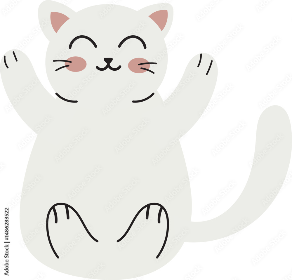 Happy White Cat Raising Paws – Flat Vector Cute Animal Illustration
Happy White Cat Raising Paws – Flat Vector Cute Animal Illustration
