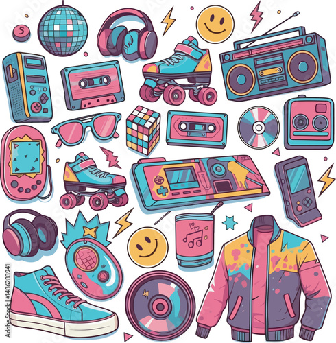 Art Collection 80s-90s Vector white color background